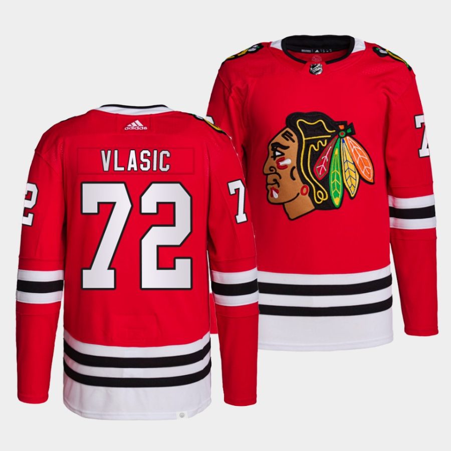 alex vlasic blackhawks red 2022 23authentic primegreen home jersey