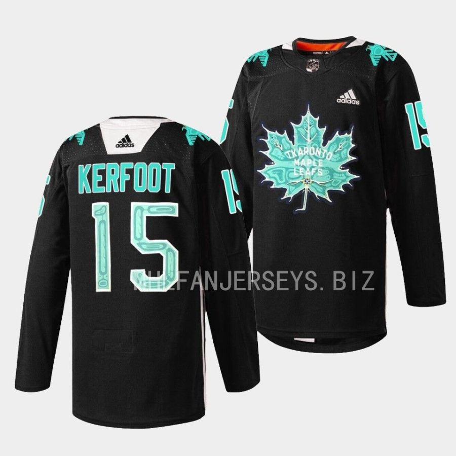 alexander kerfoot maple leafs warmup sweater 2023indigenous celebration game black jersey