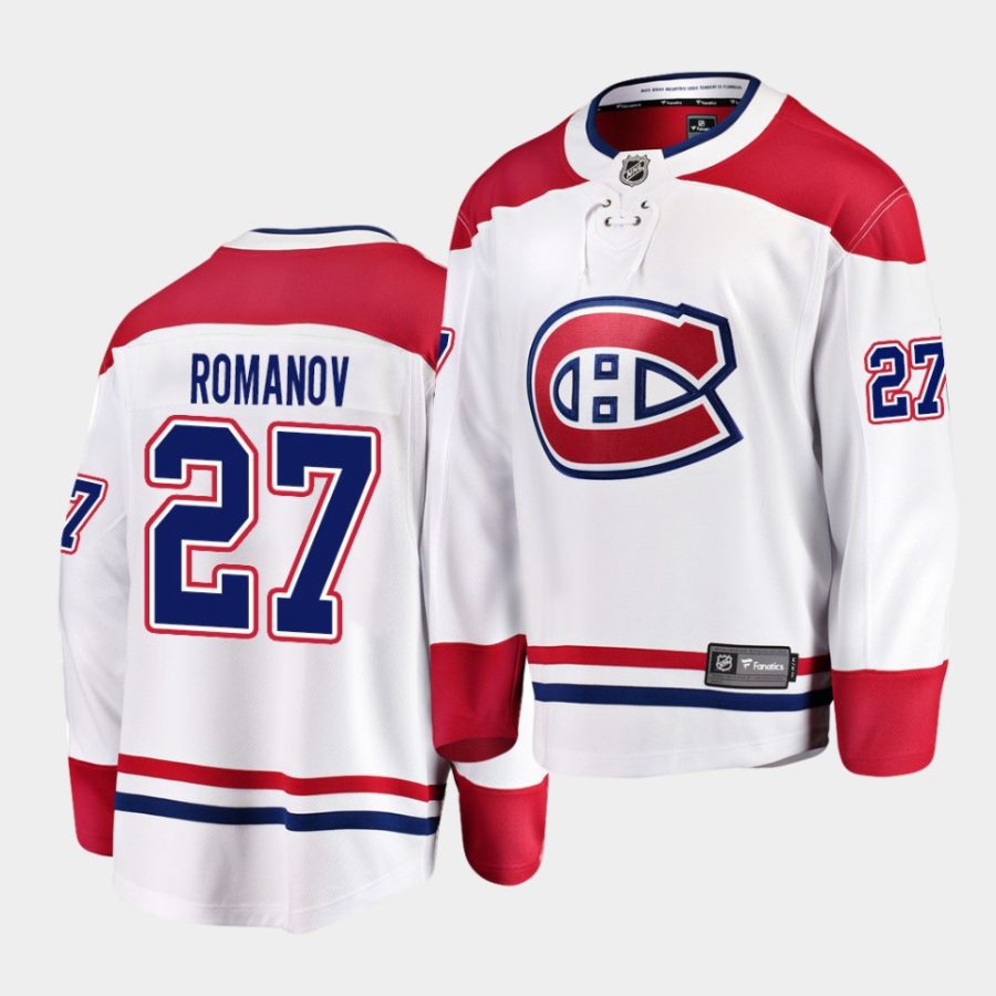 alexander romanov canadiens white away breakaway player jersey