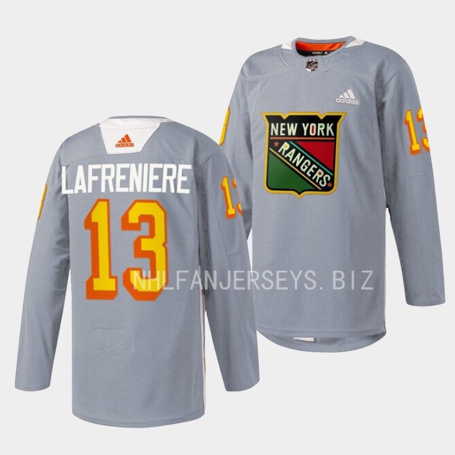 alexis lafreniere rangers grey 2023black history night warmup jersey