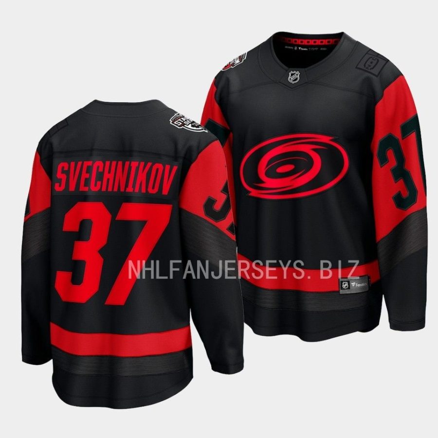 andrei svechnikov hurricanes black 2023 nhl stadium series breakaway player jersey