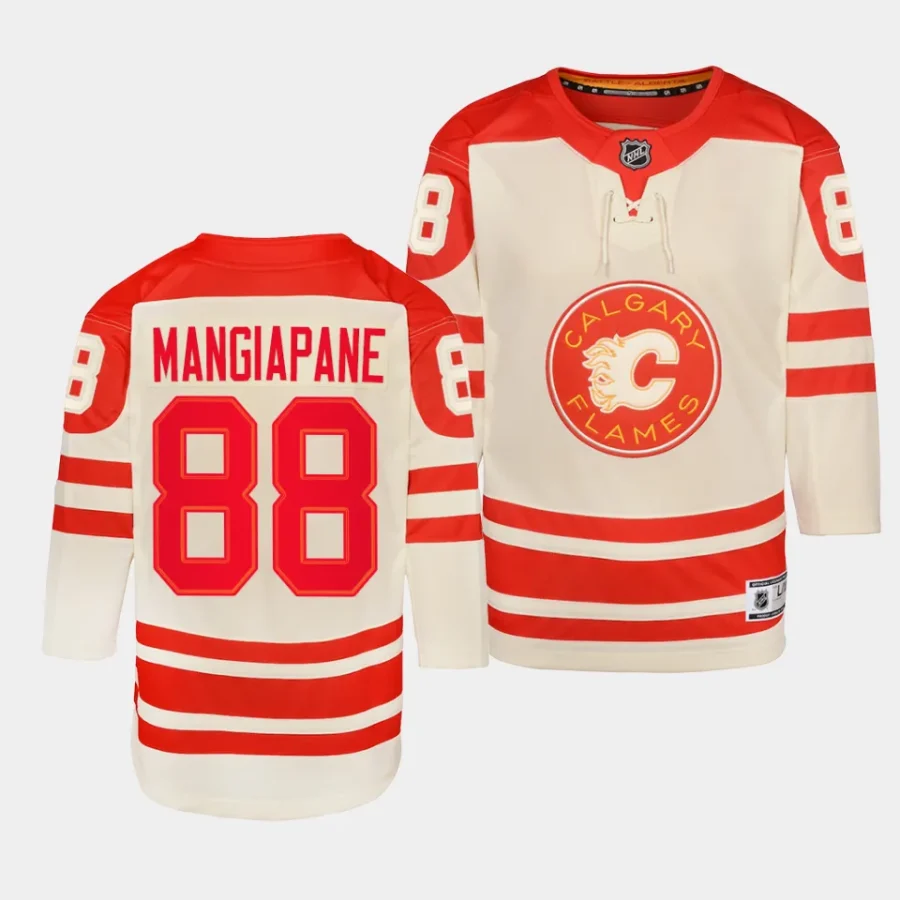 andrew mangiapane flames 2023 nhl heritage classic youth cream jersey