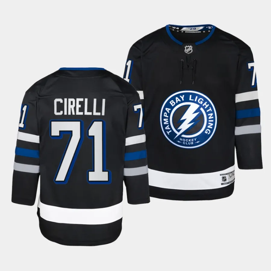 anthony cirelli lightning 2023 24alternate youth blackpremier player jersey