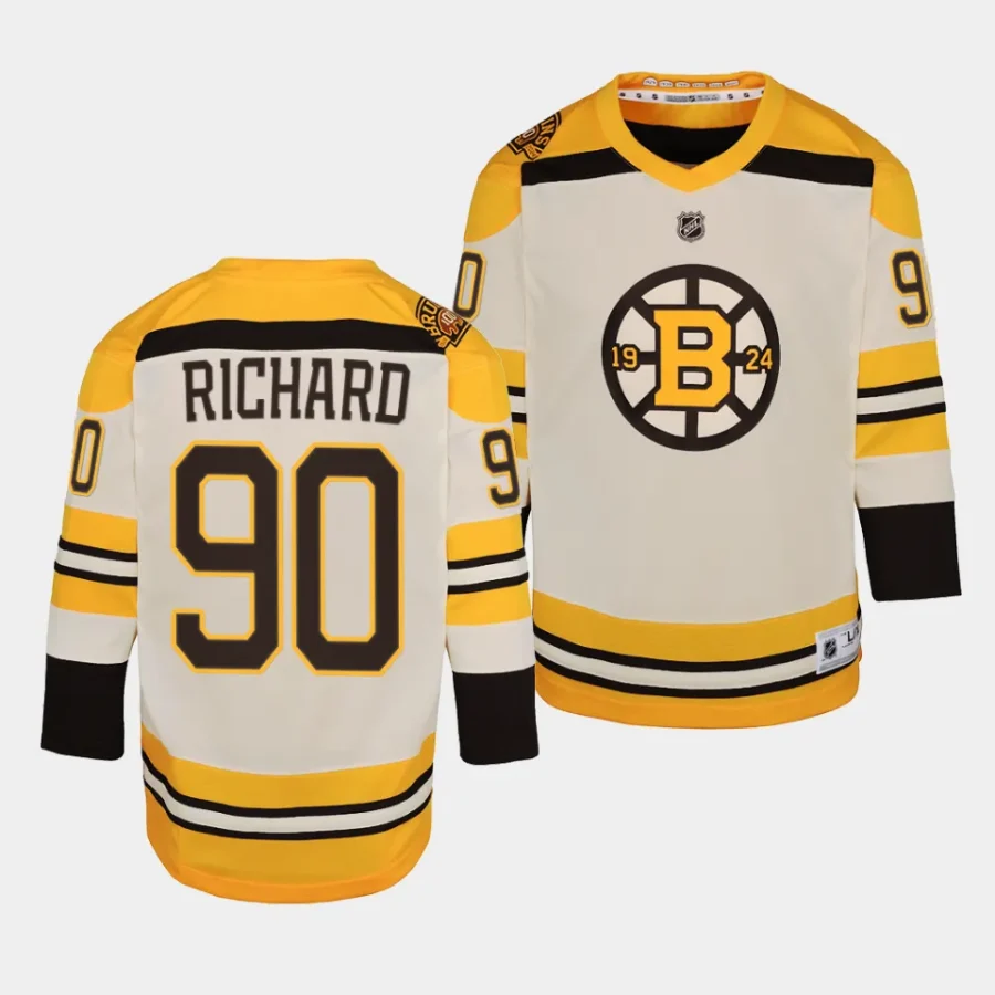 anthony richard bruins 2023 24100th anniversary youth creampremier jersey