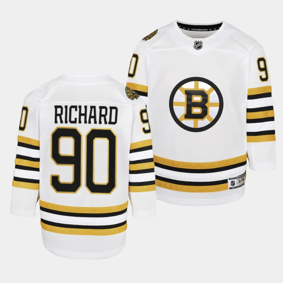 anthony richard bruins 2023 24100th anniversary youth white jersey