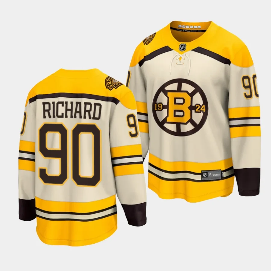 anthony richard bruins cream 2023 24100th anniversary premier jersey