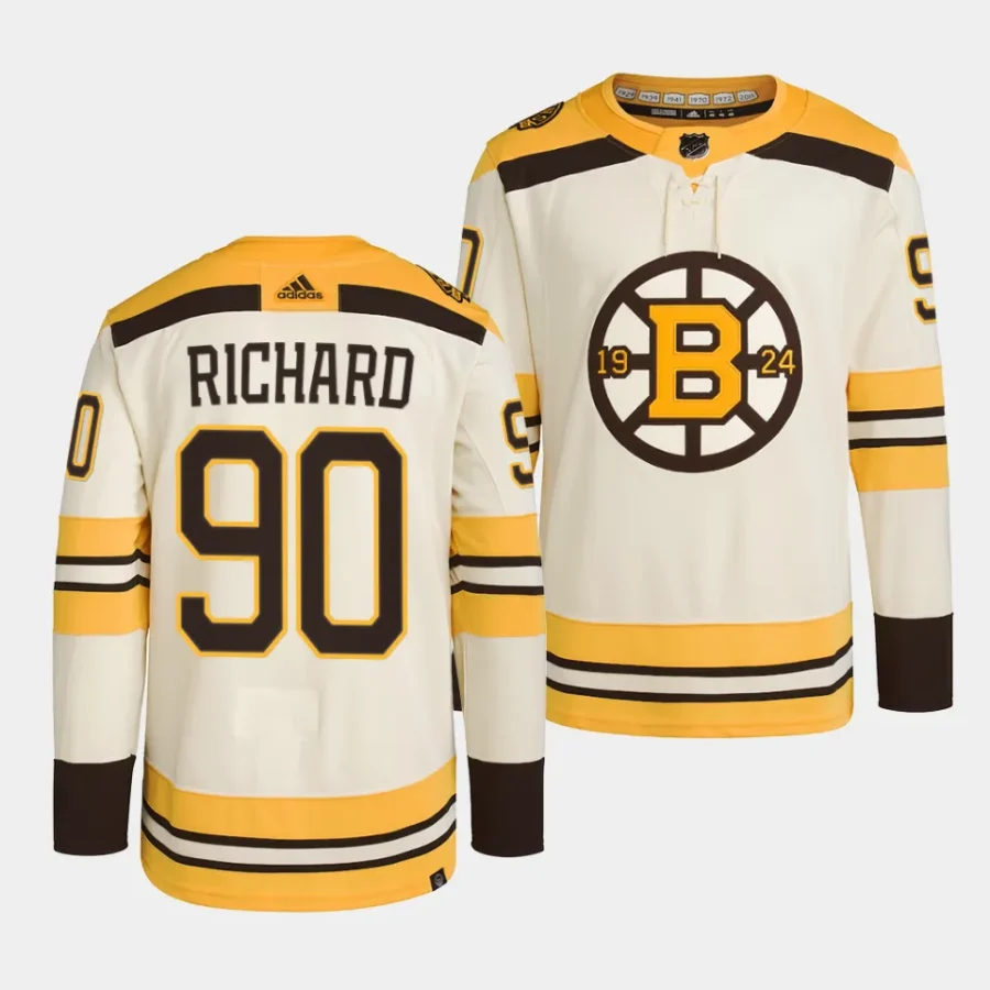 anthony richard bruins cream 2023 24100th anniversary primegreen authentic playerjersey