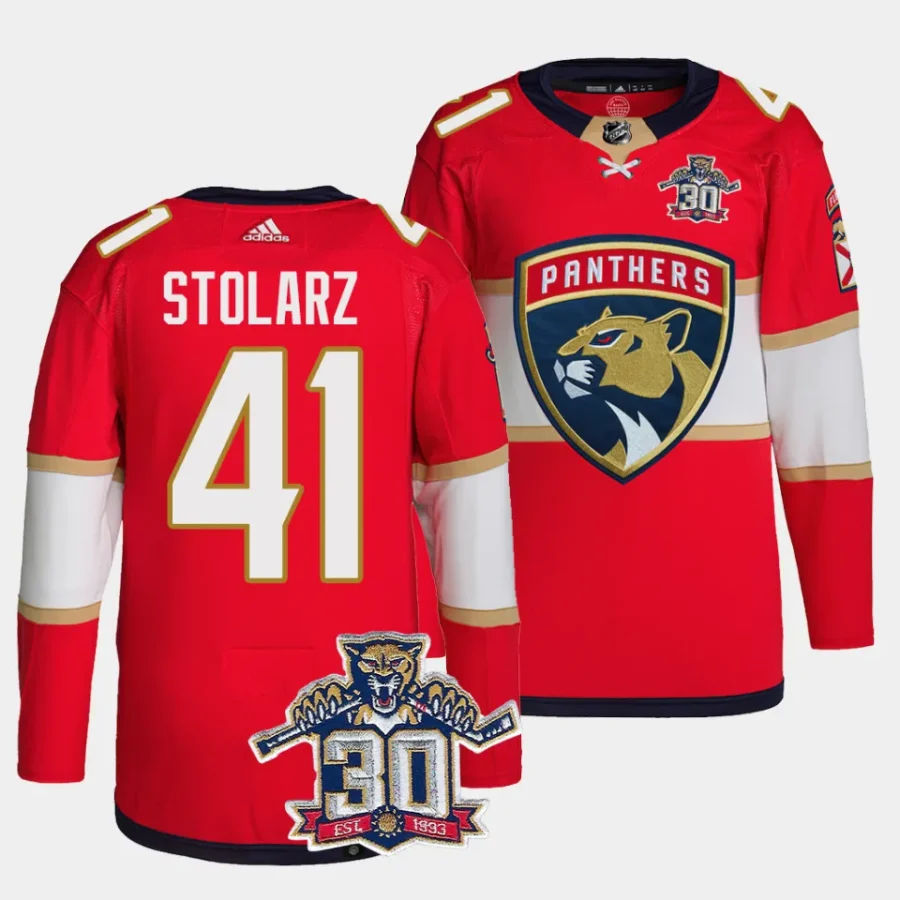 anthony stolarz panthers red 30th anniversary authentic home primegreenjersey