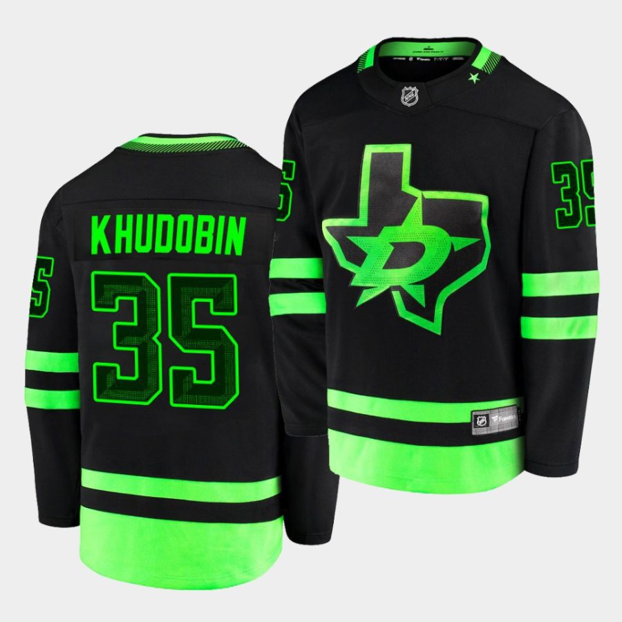 anton khudobin stars black third blackout replica jersey