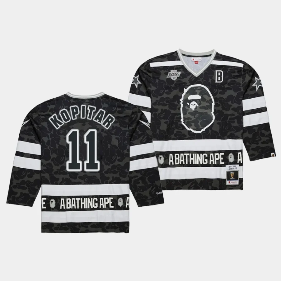 anze kopitar la kings black nhl bape mitchell ness camo jersey