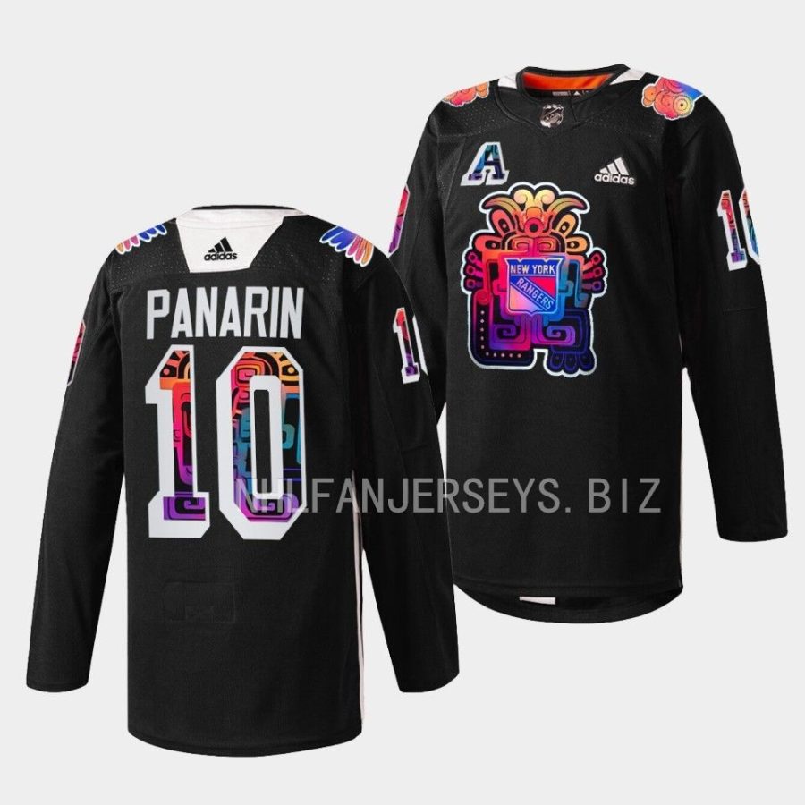 artemi panarin rangers black 2022hispanic heritage night warmups jersey