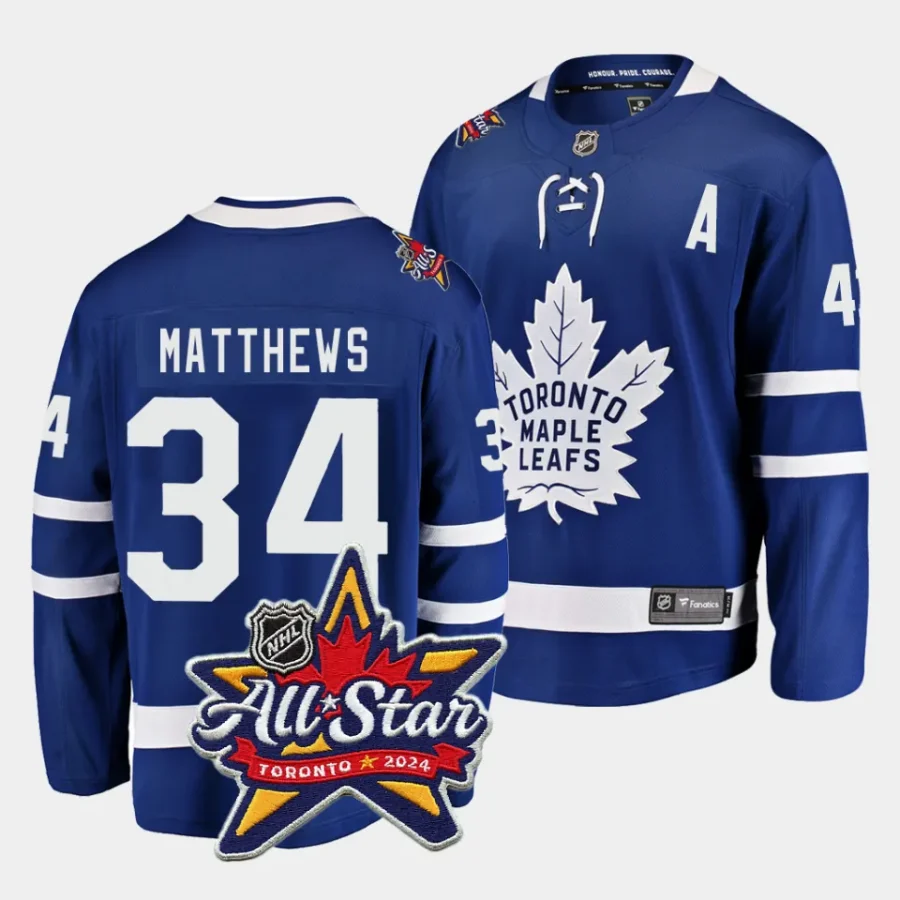 auston matthews maple leafs royal 2024 nhl all star patch home jersey