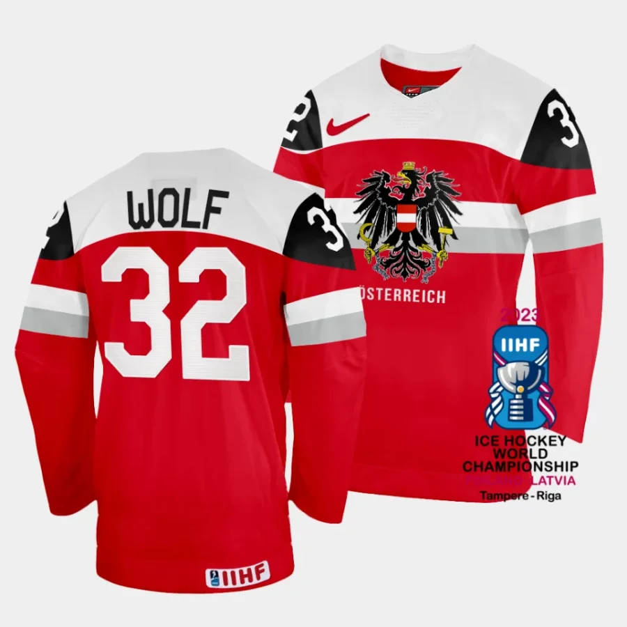 australia bernd wolf 2023 iihf world championship red away jersey