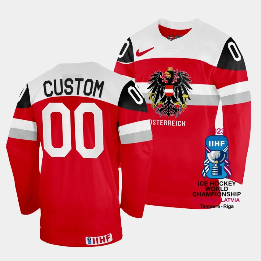 australia custom 2023 iihf world championship red away jersey