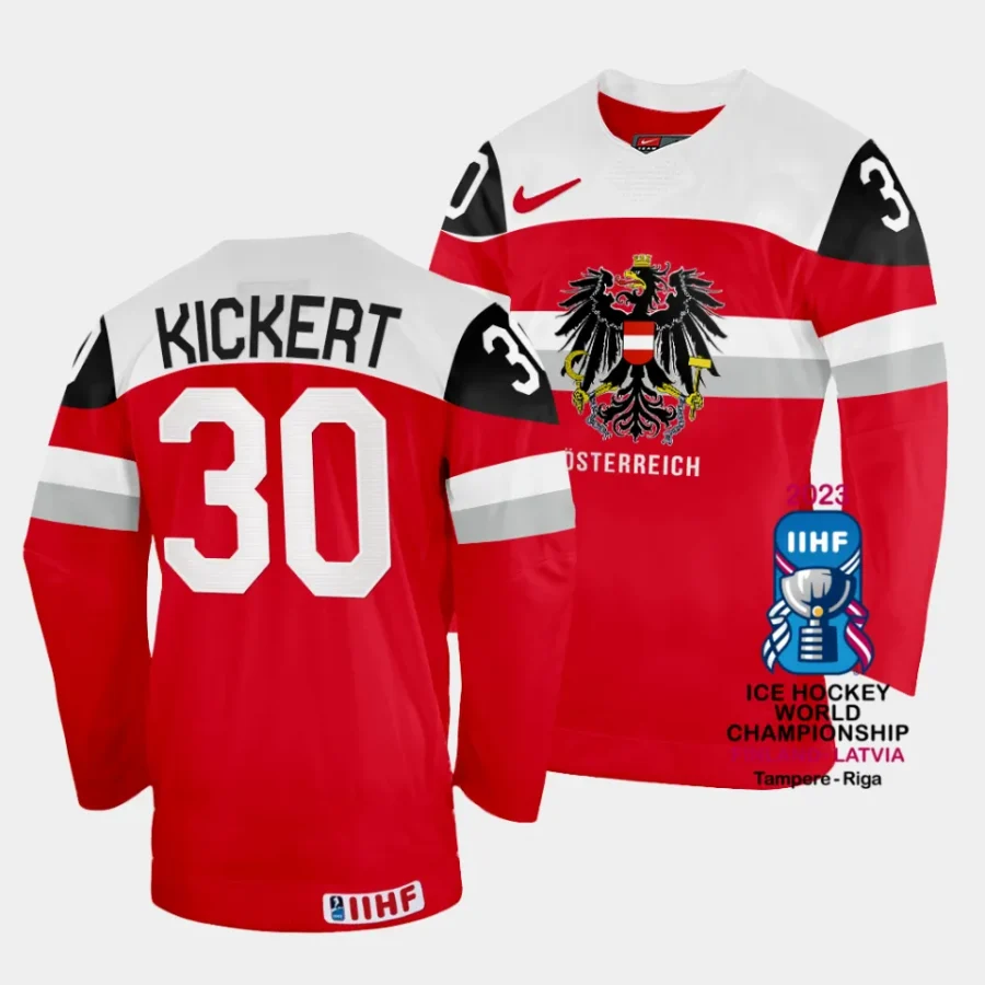 australia david kickert 2023 iihf world championship red away jersey