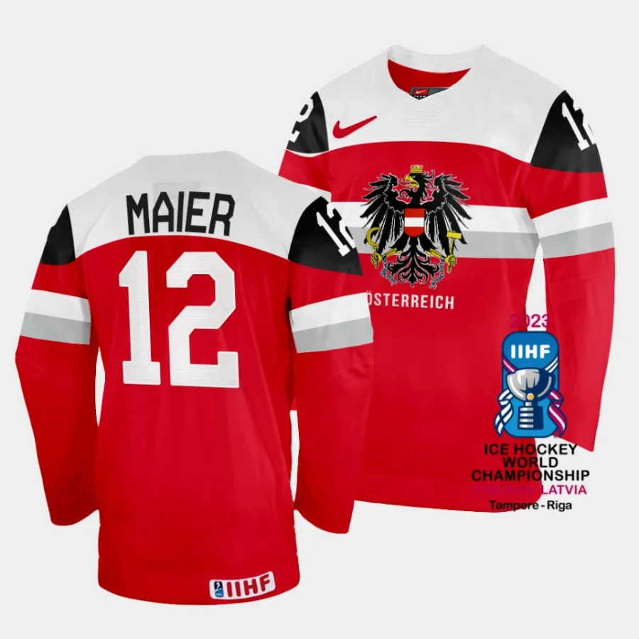 australia david maier 2023 iihf world championship red away jersey