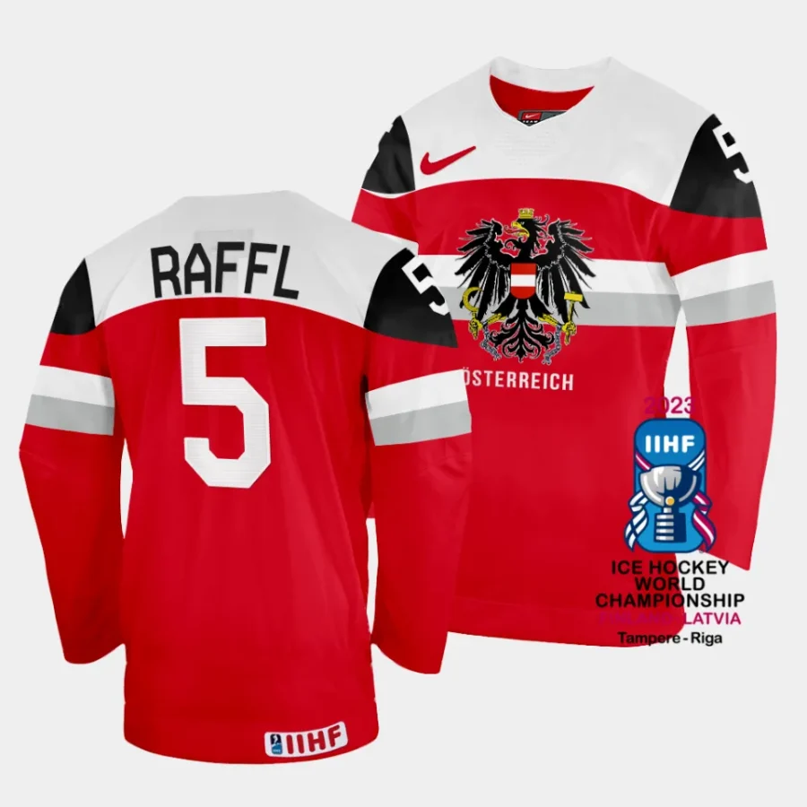 australia thomas raffl 2023 iihf world championship red away jersey