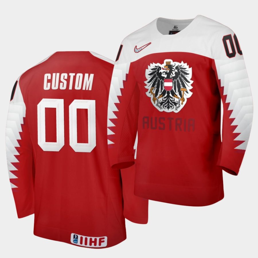 austria custom 2021 iihf world junior championship red away jersey