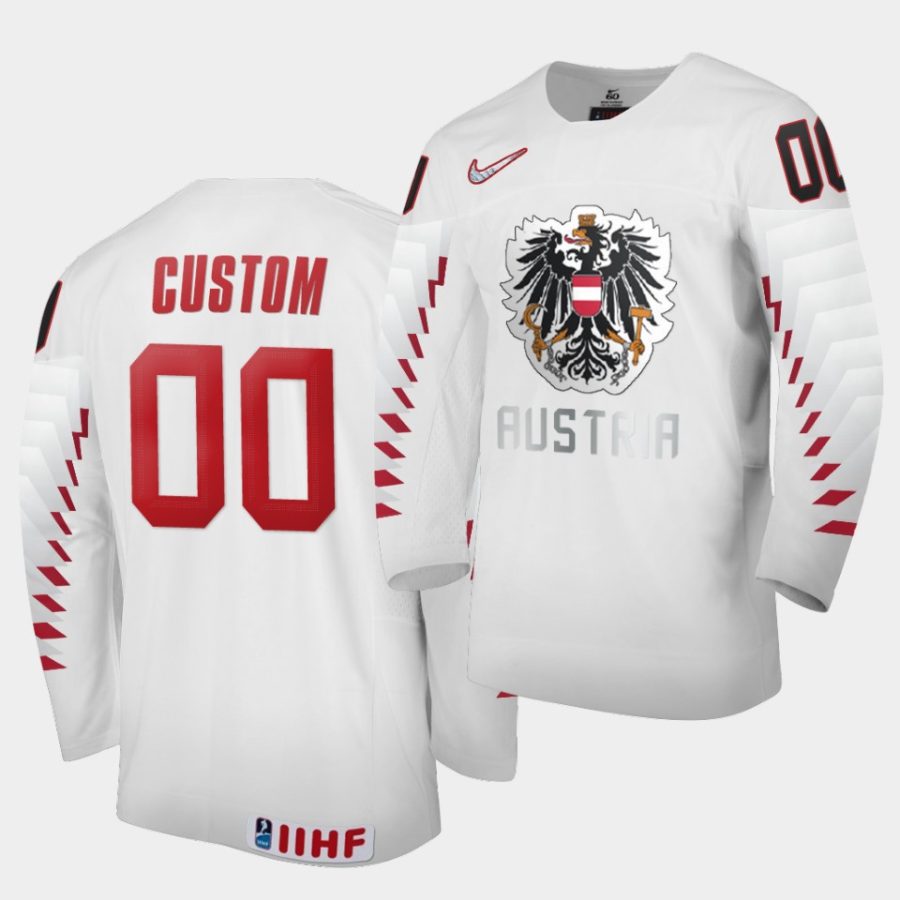 austria custom 2021 iihf world junior championship white home jersey