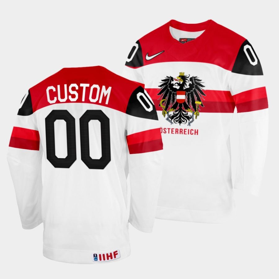 austria custom 2022 iihf world championship white home jersey 0