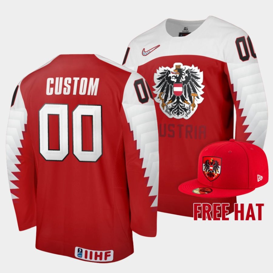 austria custom 20222022 iihf world junior championship red free hat jersey