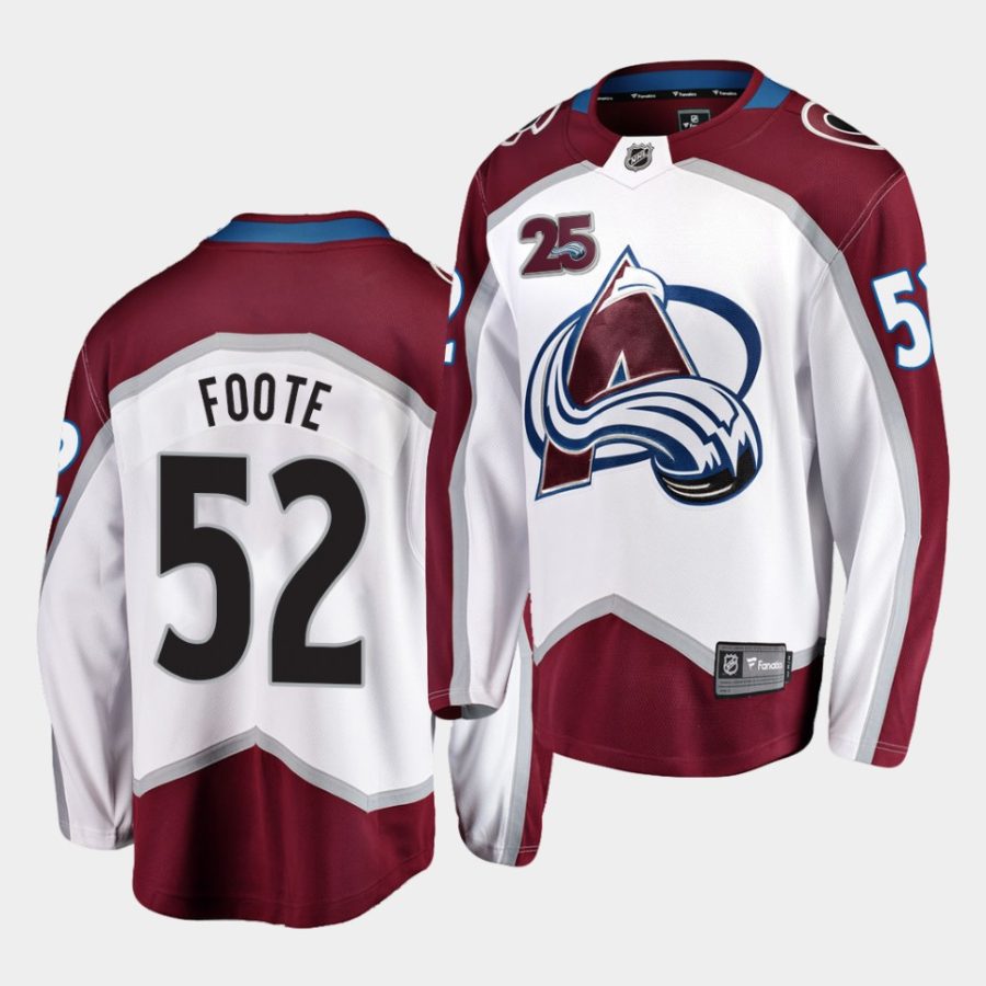 avalanche adam foote white 25th anniversary men jersey