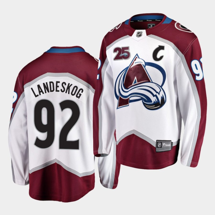 avalanche gabriel landeskog white 25th anniversary men jersey