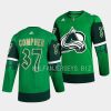 avalanche j.t. compher green 2023 st. patricks day jersey