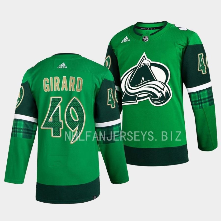 avalanche sam girard green 2023 st. patricks day jersey