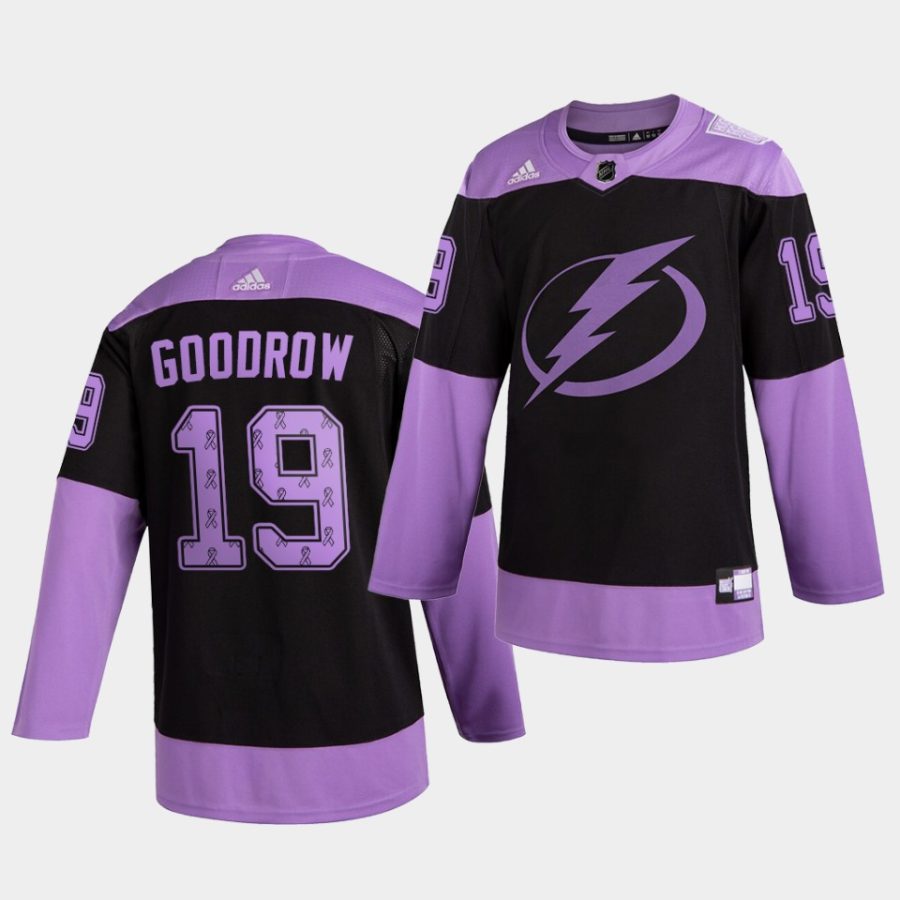 barclay goodrow lightning black purple 2021 hockey fights cancer ribbons jersey