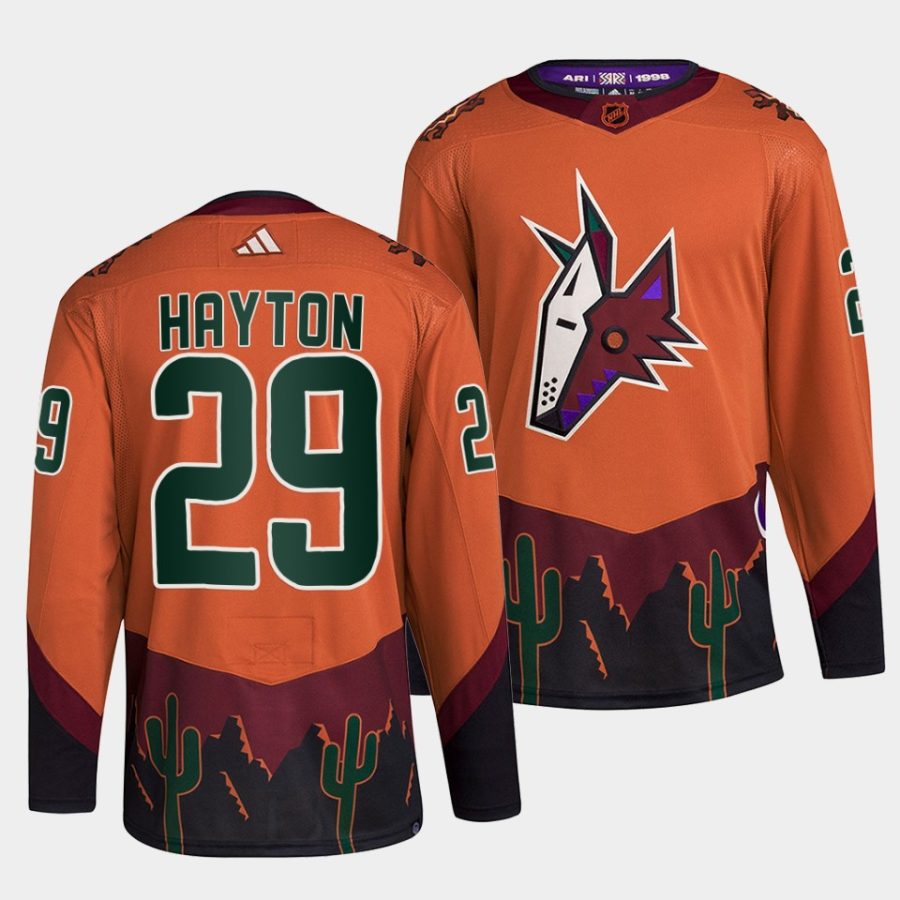 barrett hayton coyotes orange 2022reverse retro 2.0 authentic primegreen jersey