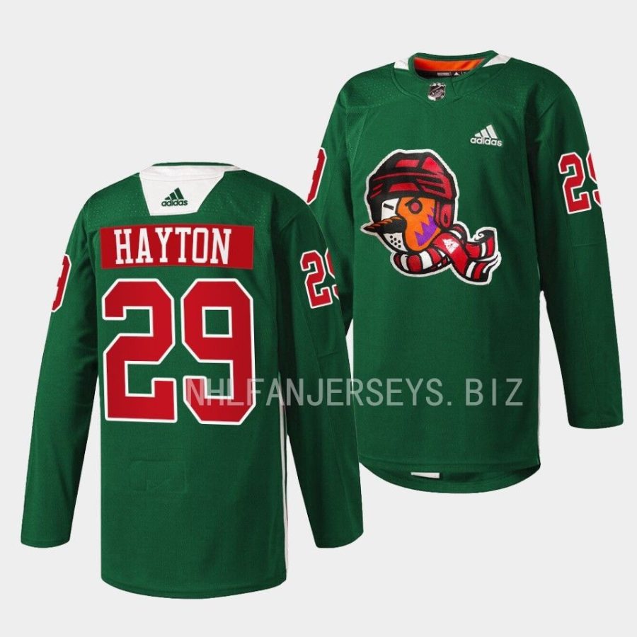 barrett hayton coyotes warmup 2022howliday green jersey