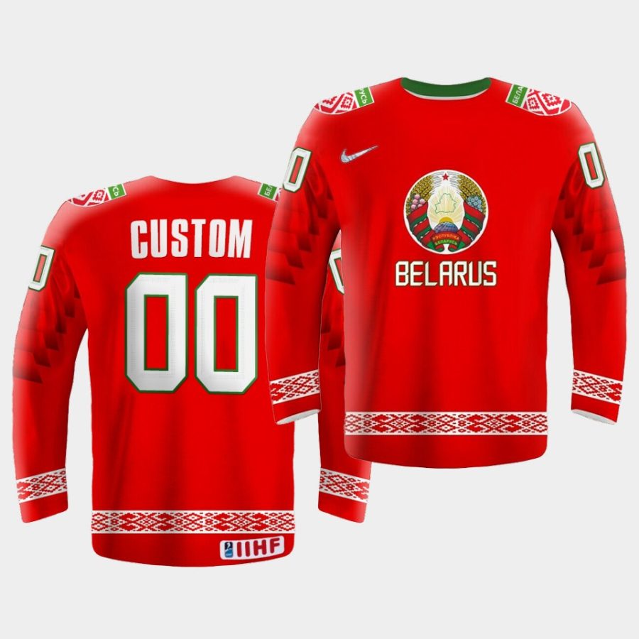 belarus custom 2021 iihf world championship red limited jersey