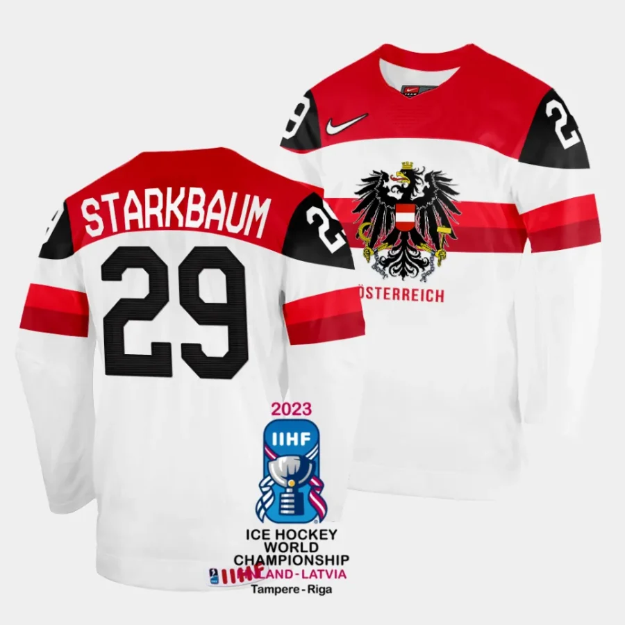 bernhard starkbaum australia 2023 iihf world championship home white jersey