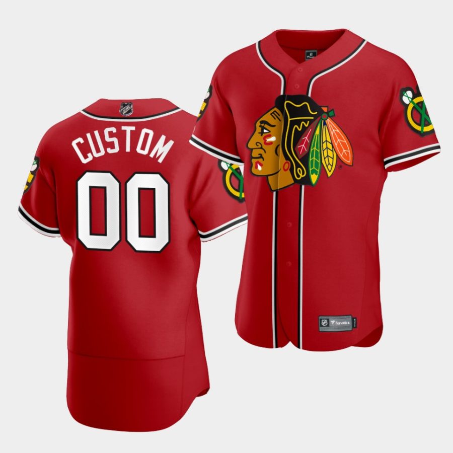 blackhawks custom 2020 nhl x mlb crossover edition red baseball jersey