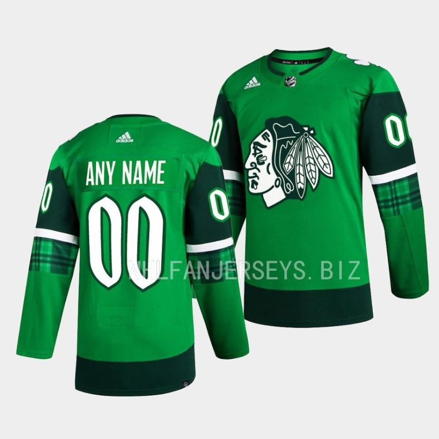 blackhawks custom primegreen authentic green 2023 st. patricks day jersey