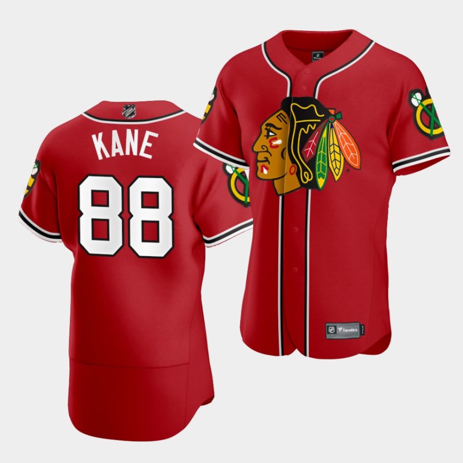 blackhawks patrick kane 2020 nhl x mlb crossover edition red baseball jersey