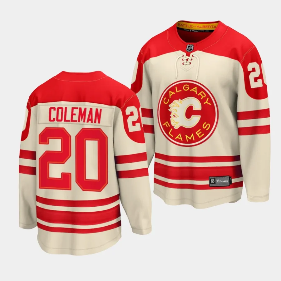 blake coleman flames cream 2023 nhl heritage classic premier jersey