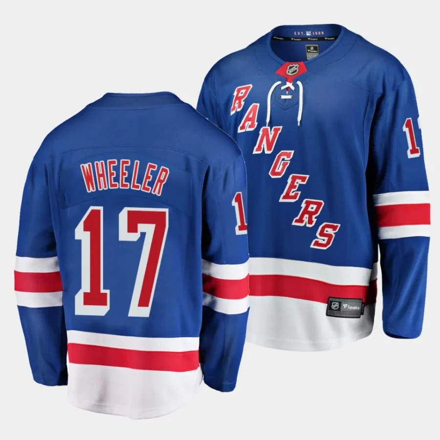 blake wheeler ny rangers blue home breakaway player jersey