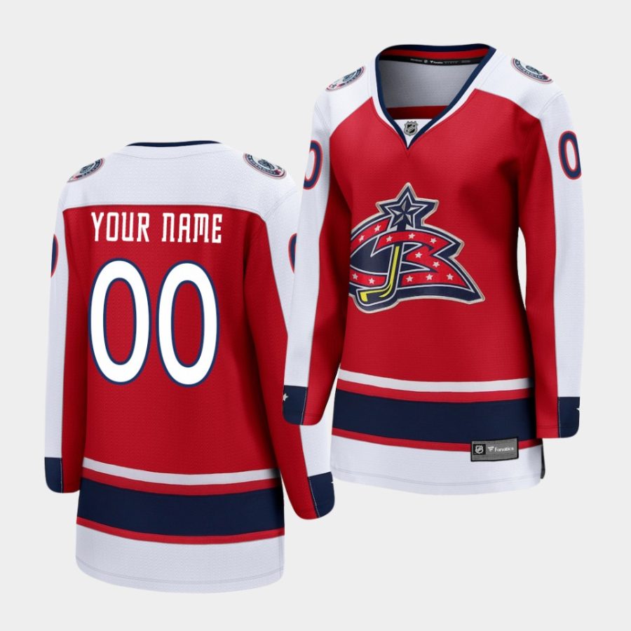 blue jackets custom red 2021 special edition women jersey