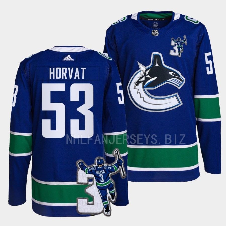 bo horvat canucks blue kevin bieska patch home jersey