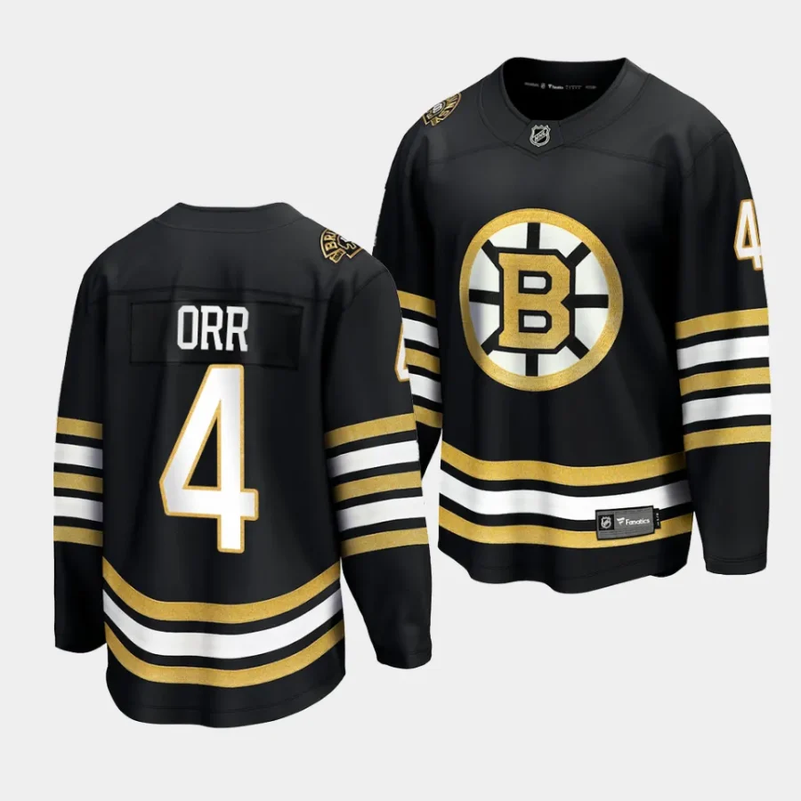 bobby orr bruins black 2023 24 100th anniversary premier jersey