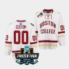 boston university custom 2023 ncaa frozen four white ice hockey jersey