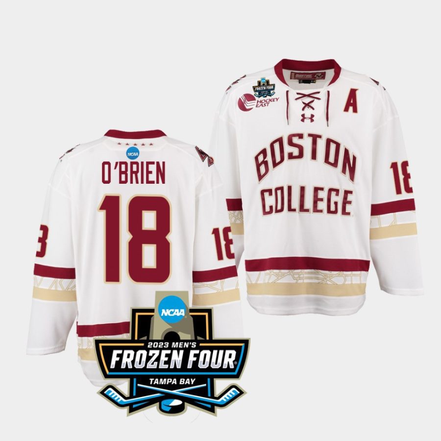 boston university jay obrien 2023 ncaa frozen four white ice hockey jersey