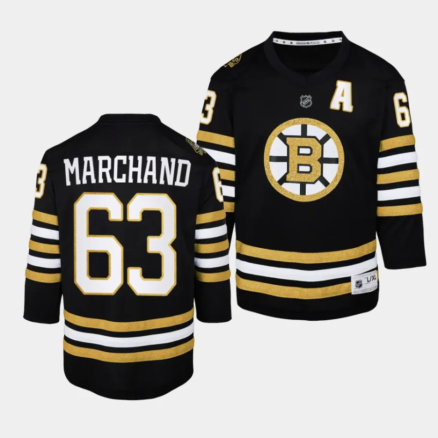 brad marchand bruins 2023 24100th anniversary youth blackpremier jersey