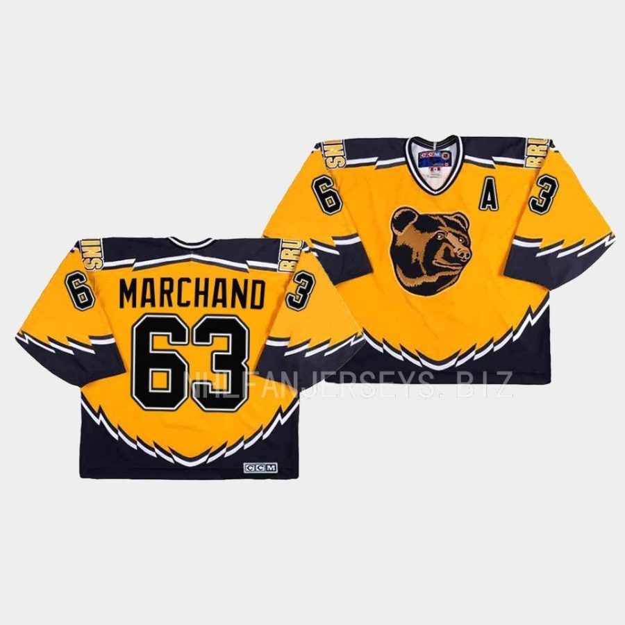 brad marchand bruins gold throwback replica jersey