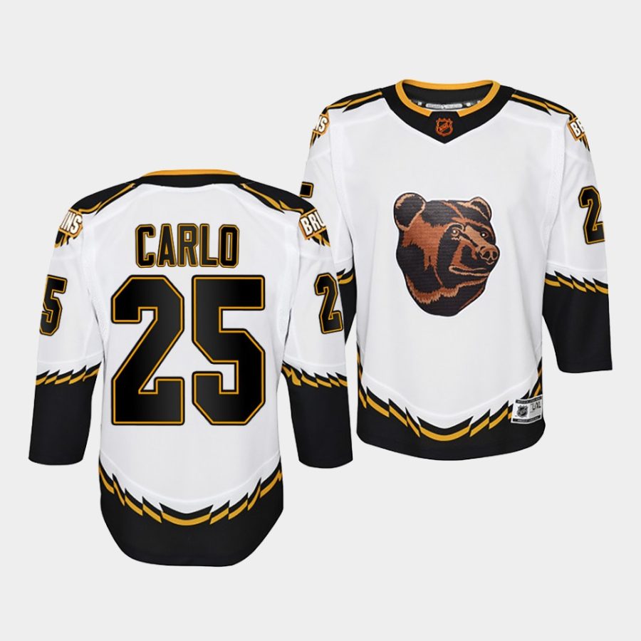 brandon carlo bruins 2022special edition 2.0 youth white jersey