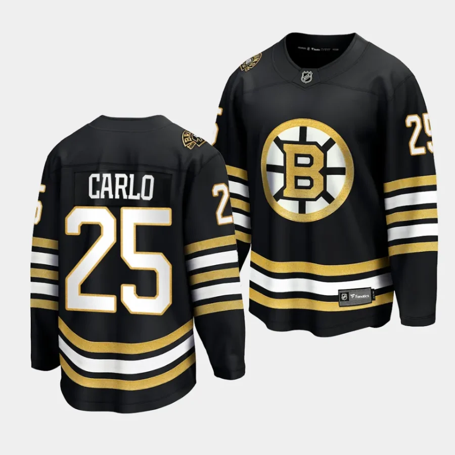 brandon carlo bruins black 2023 24 100th anniversary premier jersey