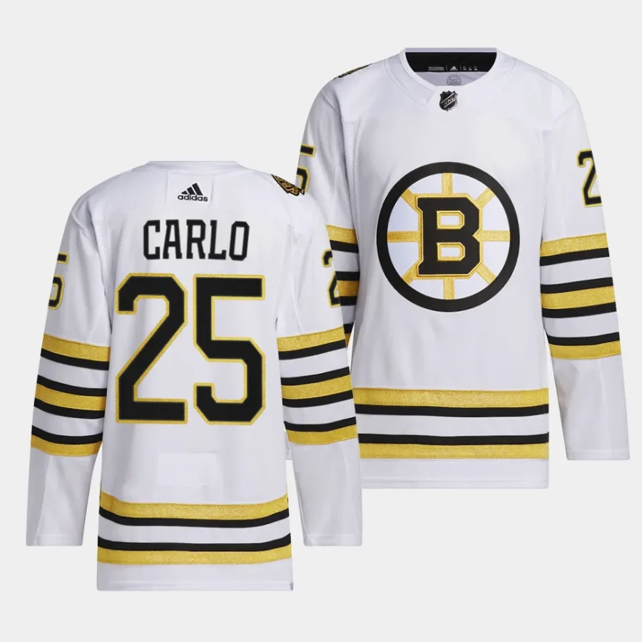 brandon carlo bruins white 2023 24100th anniversary primegreen authentic playerjersey