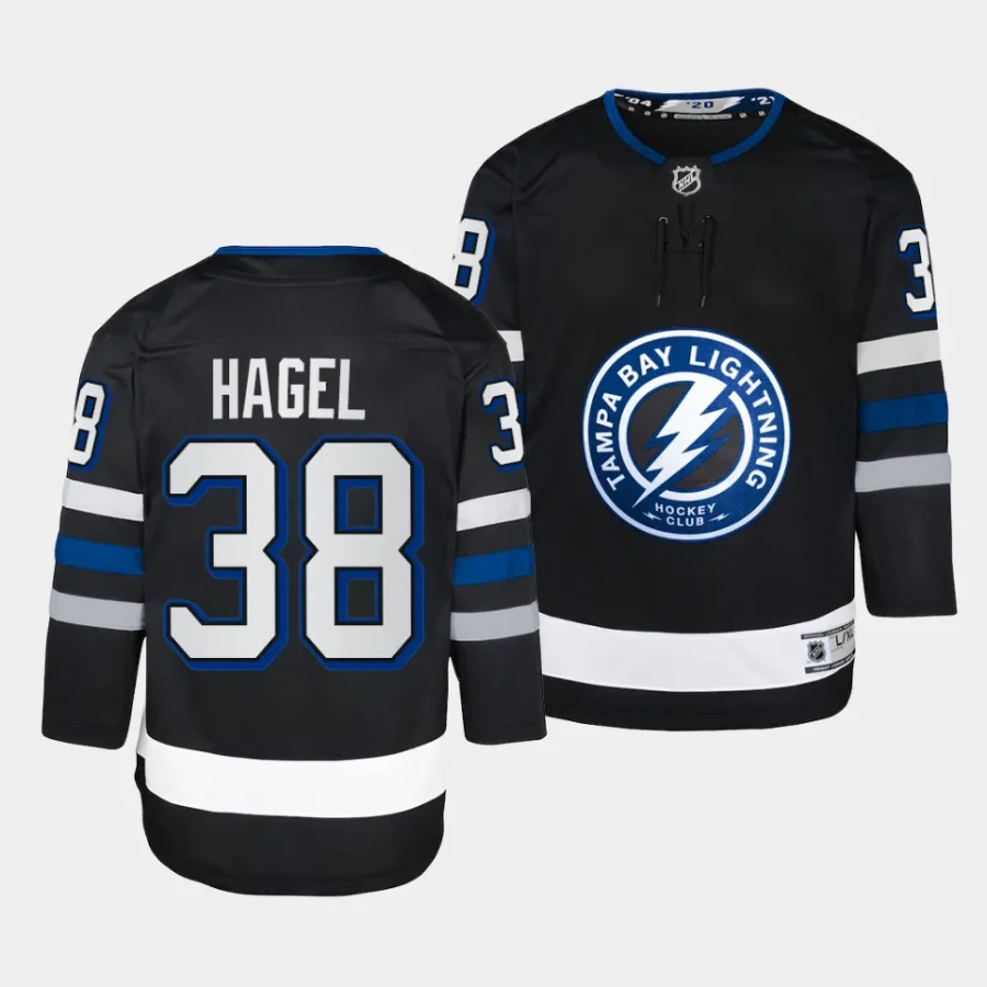 brandon hagel lightning 2023 24alternate youth blackpremier player jersey